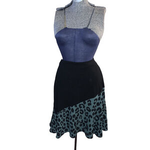 Women's Paul Brial Skirt Size M Black and Green Leopard Print